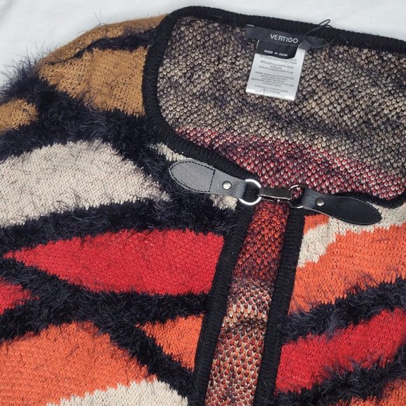 VERTIGO PARIS‎ CAPE PONCHO Burnt Orange Fringe SIZE L/XL NWT Women's - Picture 4 of 9